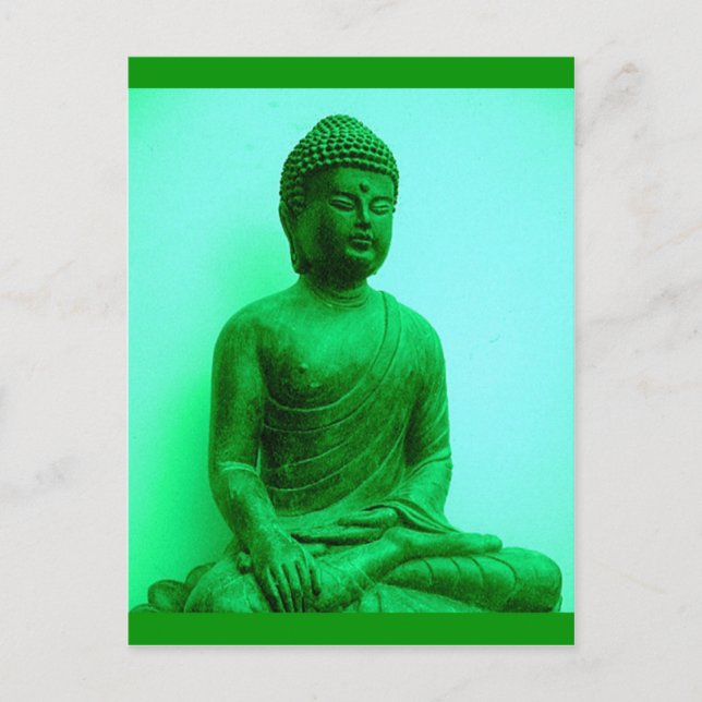 Postal Estatua de bronce verde Buda de Sharles (Anverso)