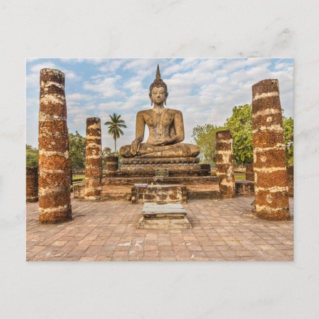 Postal Estatua de Buda, Wat Mahathat (Anverso)