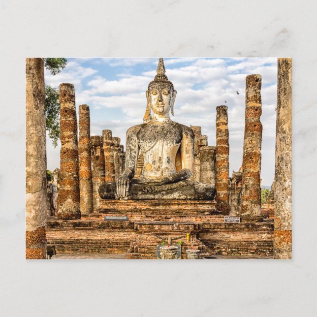 Postal Estatua de Buda, Wat Mahathat, Sukhothai Histórico (Anverso)