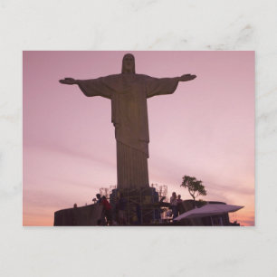 Postal Estatua de Cristo en Corcovado, cerca de los alred