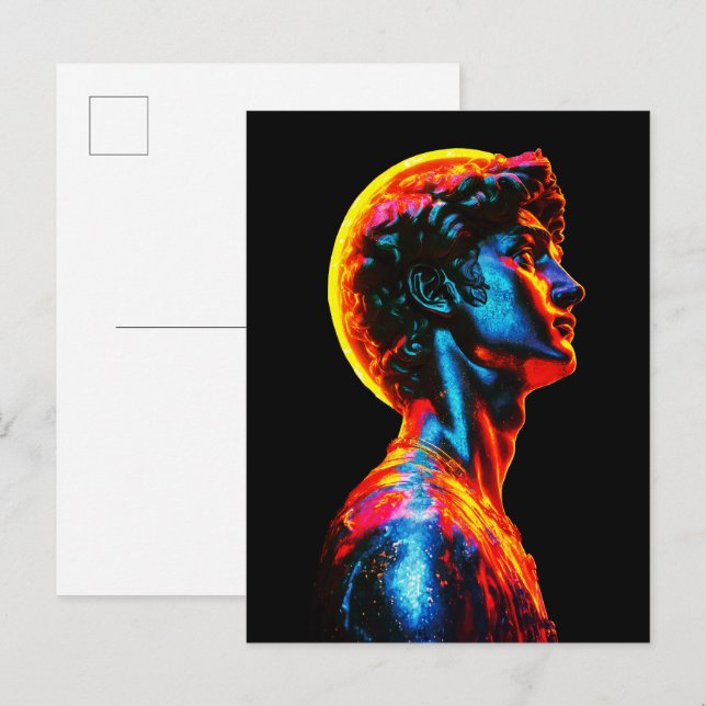 Postal Estatua de David de neón  (Anverso / Reverso)