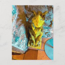 Postal Estatua de dragón amarillo brillante Arte popular 