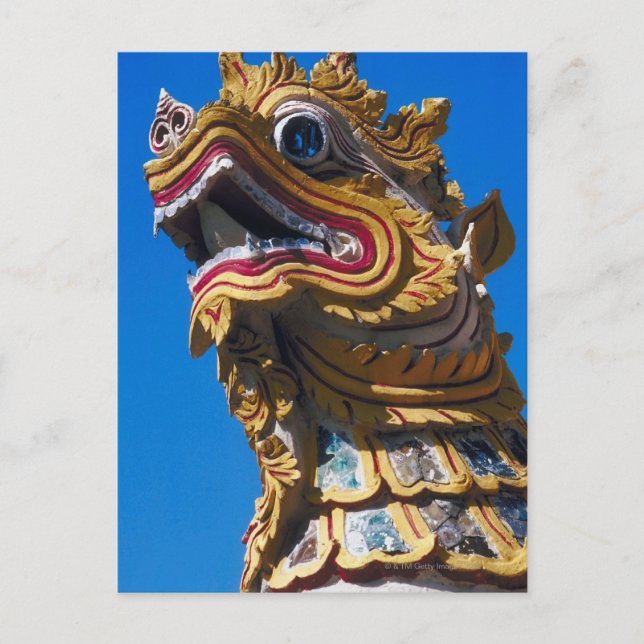 Postal Estatua de dragón multicolor en Wat Duang Di (Anverso)