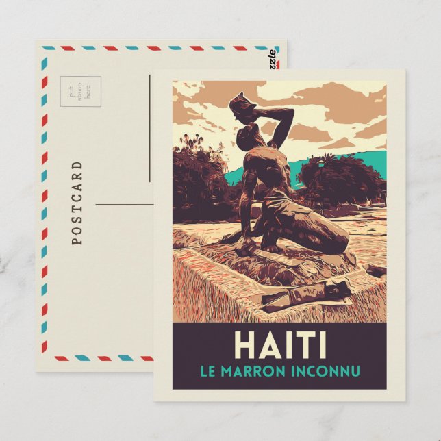 Postal Estatua de Haití Marron inconnu Postcard (Anverso / Reverso)