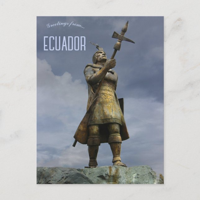 Postal Estatua de Huyna Cápac Cuenca Ecuador (Anverso)