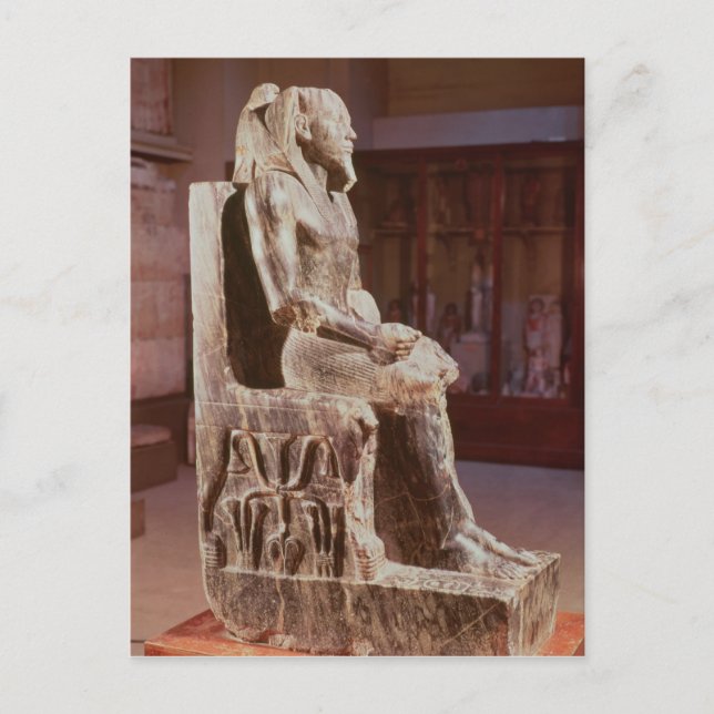 Postal Estatua de Khafre entronizada (Anverso)