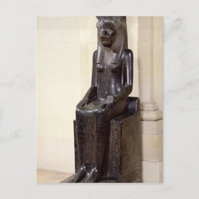 Postal Estatua de la diosa cabeza de león Sekhmet (Anverso)