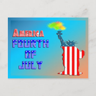 Postal Estatua de la libertad 4 de julio