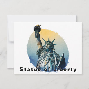 Postal Estatua de la Libertad, Acuarela de Nueva York
