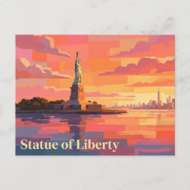 Postal Estatua de la Libertad al Atardecer Nueva York