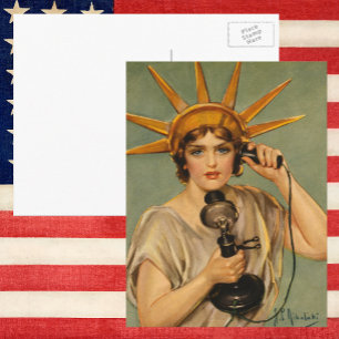 Postal Estatua de la Libertad antigua, anuncio patriótico