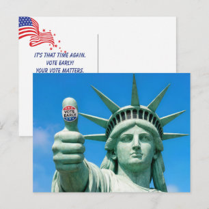 Postal Estatua de la Libertad con Calcomanía de Vota Temp