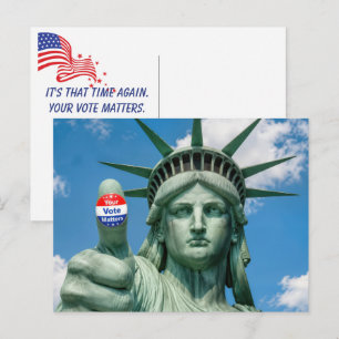 Postal Estatua de la Libertad con Pegatina de Elección