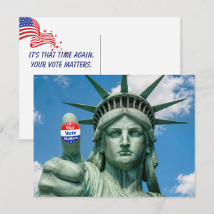 Postal Estatua de la Libertad con Pegatina de Elección