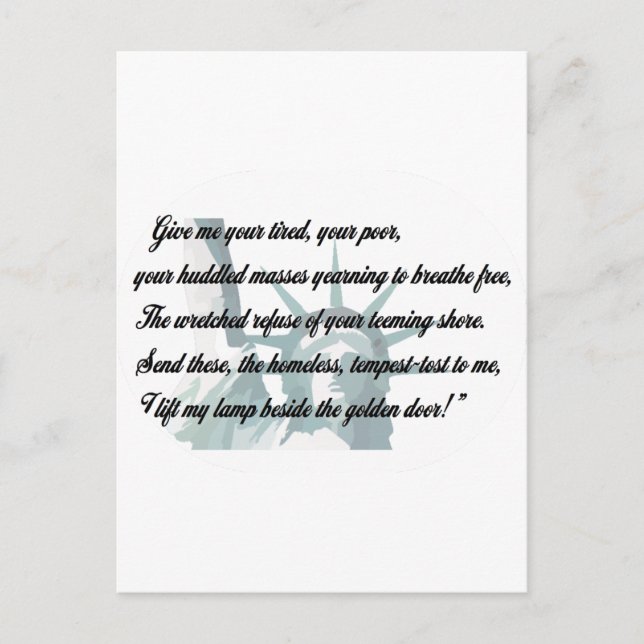 Postal Estatua de la Libertad - Dame tu cansada... (Anverso)