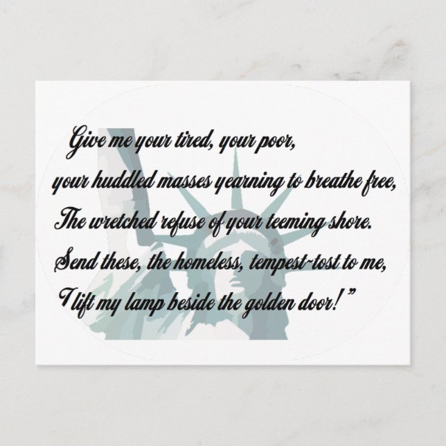 Postal Estatua de la Libertad - Dame tu cansada... (Anverso)