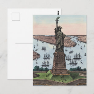 Postal Estatua de la Libertad de 1885 del puerto de NYC A