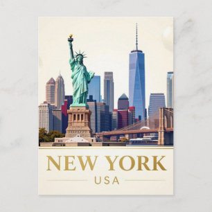 Postal Estatua de la Libertad de Nueva York y Manhattan �