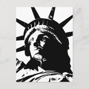 Postal Estatua de la Libertad del Pop blanco y negro
