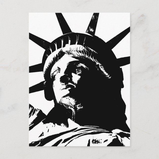 Postal Estatua de la Libertad del Pop blanco y negro (Anverso)