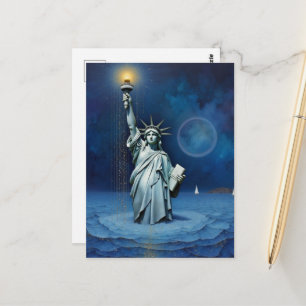 Postal Estatua de la Libertad derritiéndose