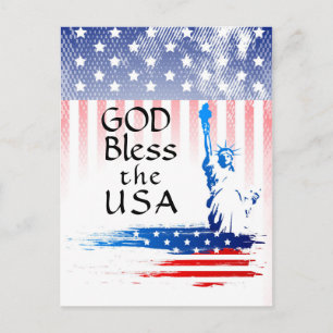 Postal Estatua de la Libertad Dios bendiga a EE. UU., ban