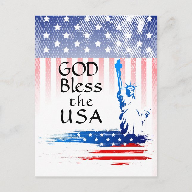 Postal Estatua de la Libertad Dios bendiga a EE. UU., ban (Anverso)
