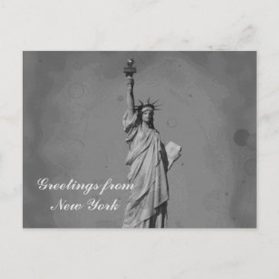 Postal Estatua de la Libertad en negro y blanco NYC Ciuda