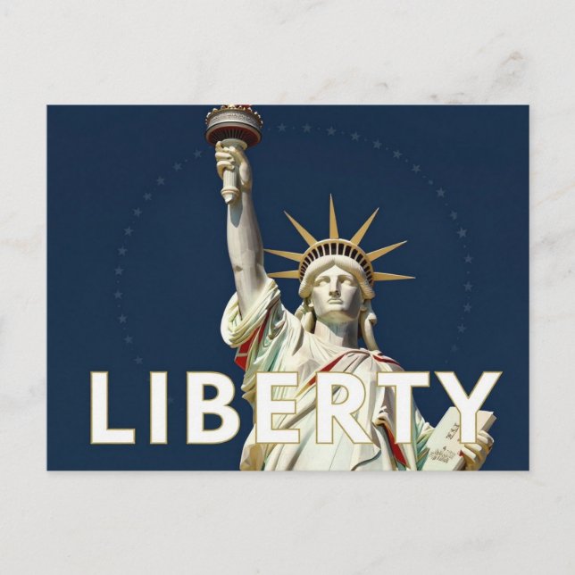 Postal Estatua de la Libertad Estrellas Patrióticas Ameri (Anverso)