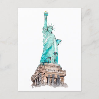 Postal Estatua de la Libertad Nueva York Isla Manhattan