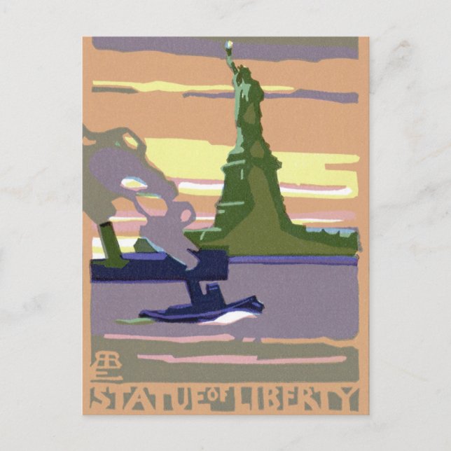 Postal Estatua de la Libertad, Nueva York, Viajes de époc (Anverso)