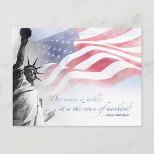 Postal Estatua de la Libertad Patriótica Cita Famosa Amer
