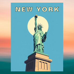 Postal Estatua de la Libertad Retro de la Ciudad de Nueva