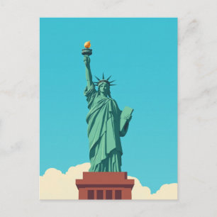 Postal Estatua de la Libertad Retro Patriótica Nueva York