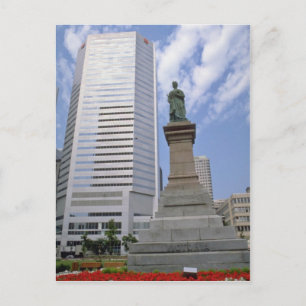 Postal Estatua de la Reina Roja Victoria, Montreal, flor