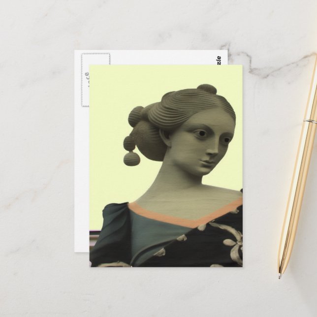 Postal Estatua de la Señora (Anverso/Reverso In Situ)