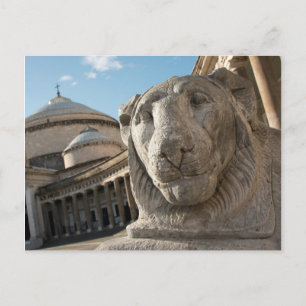 Postal Estatua de león frente a San Francesco di Paola