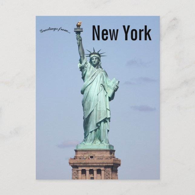 Postal Estatua De Liberty Blue Sky New York (Anverso)