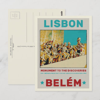 Postal Estatua de Lisboa Belem ilustracion Portugal