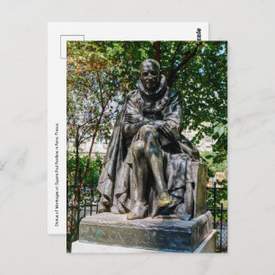 Postal Estatua de Montaigne en la Plaza Paul Painleve en 