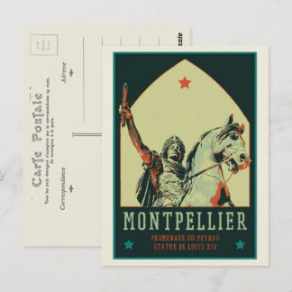 Postal Estatua de Montpellier Louis XIV ilustracion Franc