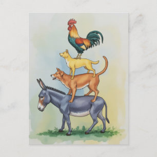 Postal Estatua de músicos de Bremen en Alemania