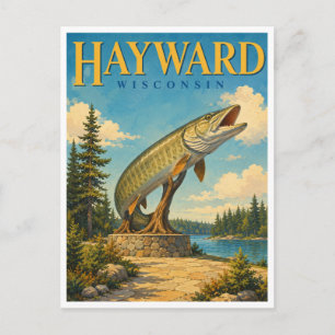Postal Estatua de Musky Hayward Wisconsin GeoSaga