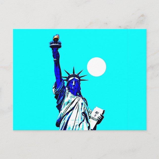 Postal Estatua de Nueva York del arte pop de la libertad (Anverso)
