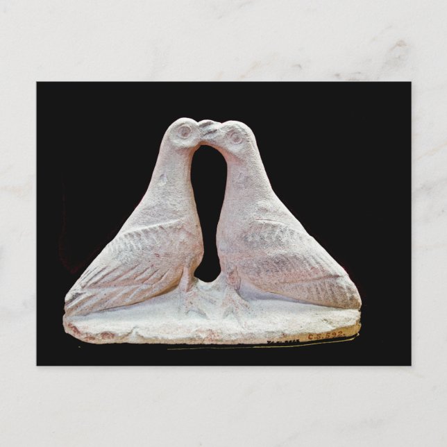 Postal Estatua de palomas besándose en el Museo de Chipre (Anverso)