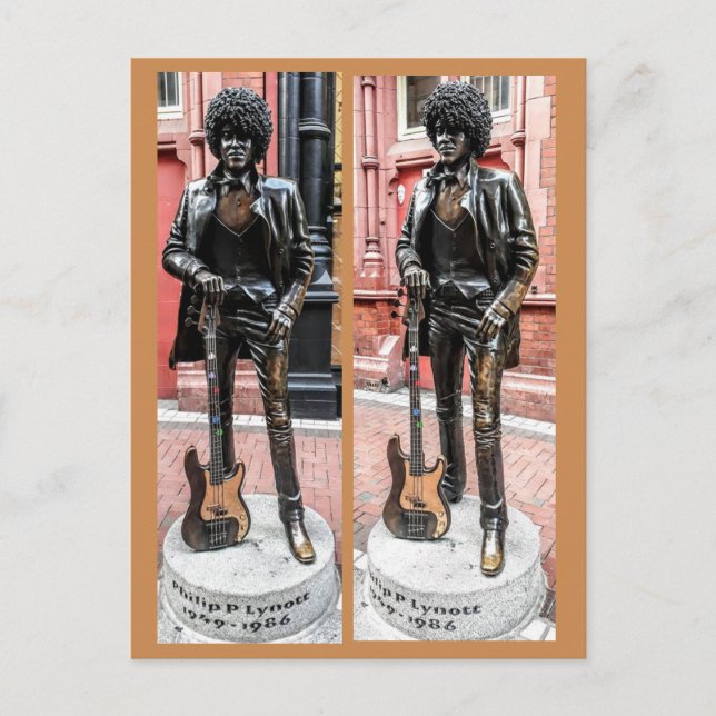 Postal Estatua de Phil Lynott, Dublín, Irlanda (Anverso)