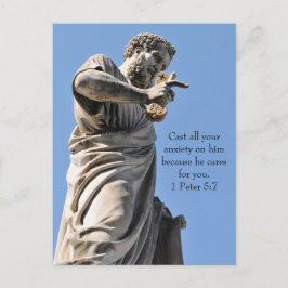 Postal Estatua de San Pedro en Roma, Italia
