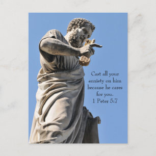 Postal Estatua de San Pedro en Roma, Italia