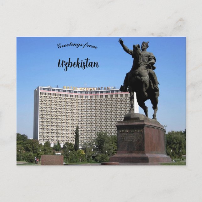 Postal Estatua de Tamerlán Tashkent Uzbekistán (Anverso)