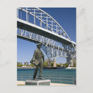 Postal Estatua de Thomas Edison por el artista local Mino